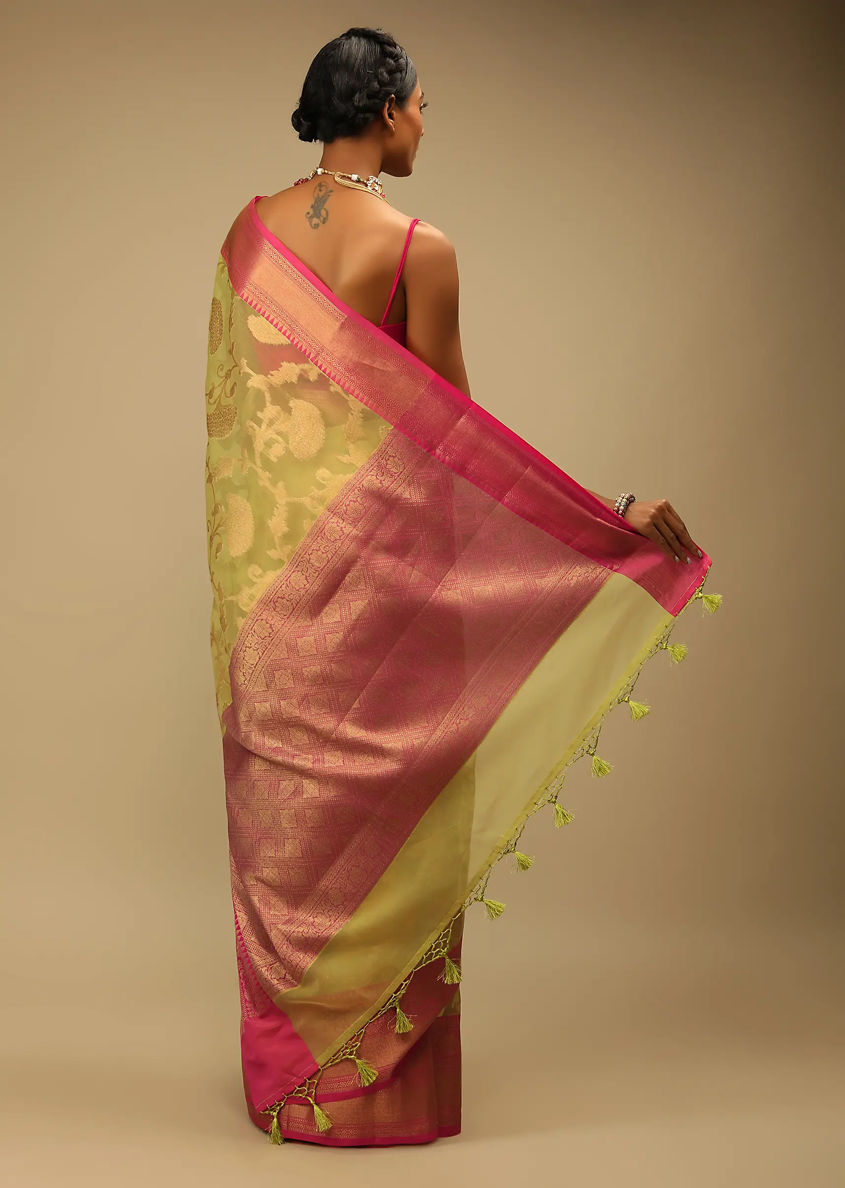 celery_green_saree_in_organza_silk_with_golden_brocade_woven3