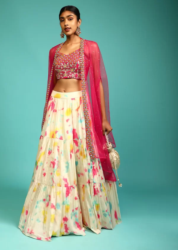 cream-tie-dye-printed-skirt-and-hot-pink-crop-top-set-with-mirror-abla-embroidery-and-net-cape-jacket